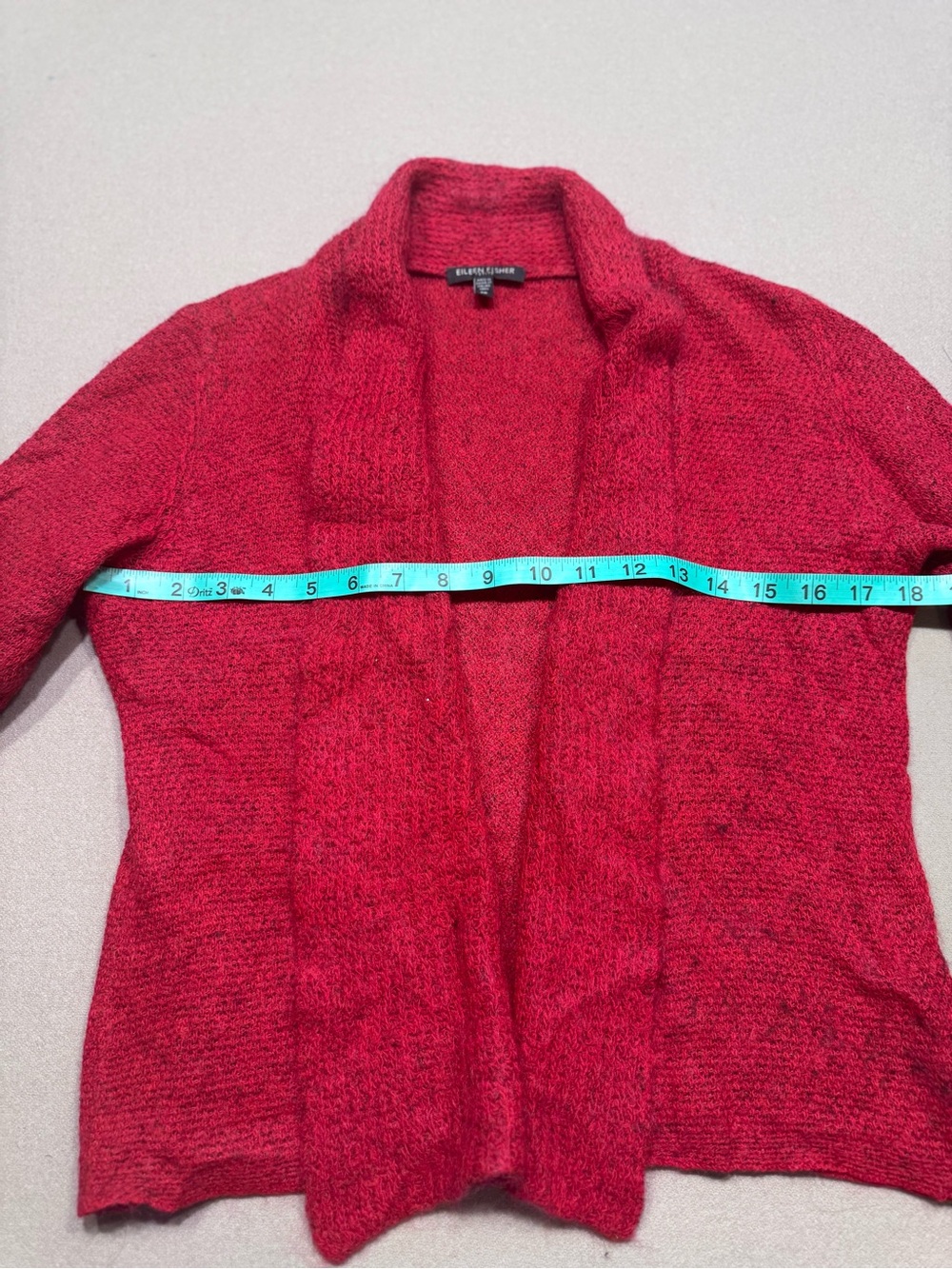 Eileen Fisher Open-Front Wool Cashmere Blend Red Knit Cardigan - Picture 5 of 6